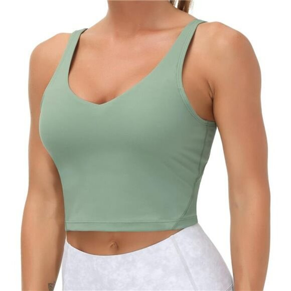 THE GYM PEOPLE Womens Sports Bra Longline Padded Wirefree Medium Support Top - Picture 1 of 7